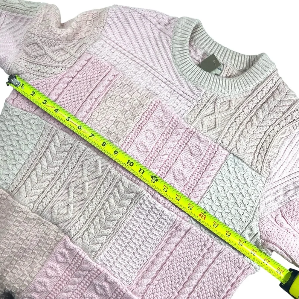 J. CREW Heritage Patchwork Cotton Cable-knit Sweater NWT